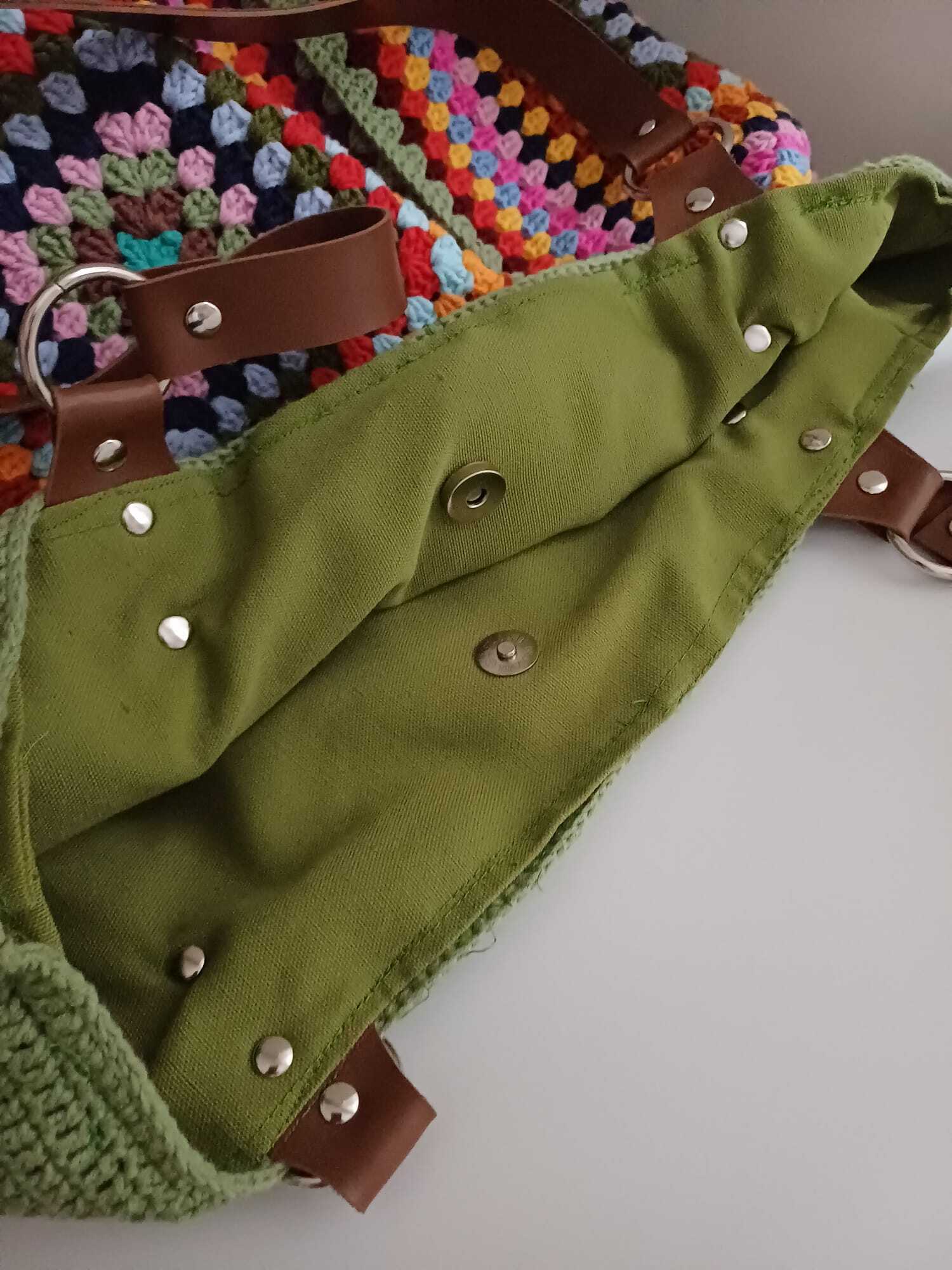 El Örgüsü Karışık Renkli Poppins Çanta