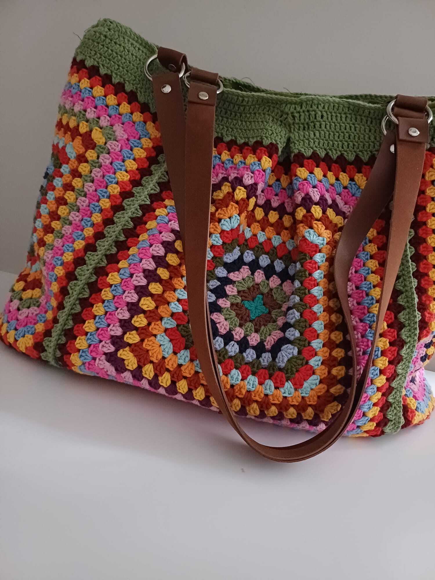 El Örgüsü Karışık Renkli Poppins Çanta