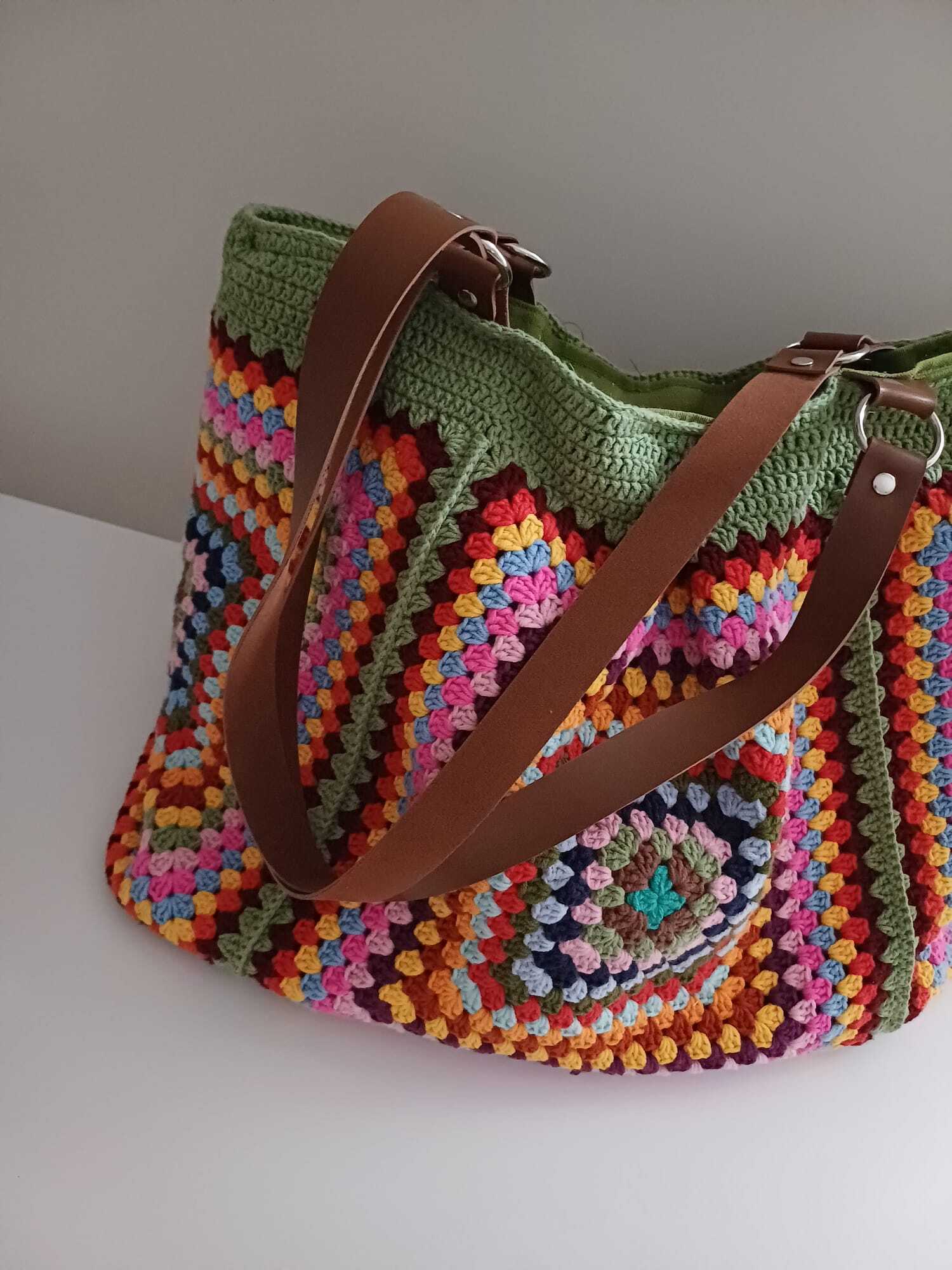 El Örgüsü Karışık Renkli Poppins Çanta