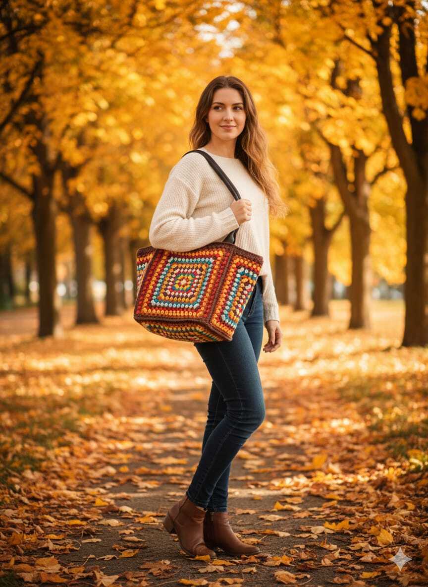 El Yapımı Tığ İşi Hafta Sonu Büyük Seyahat Çantası