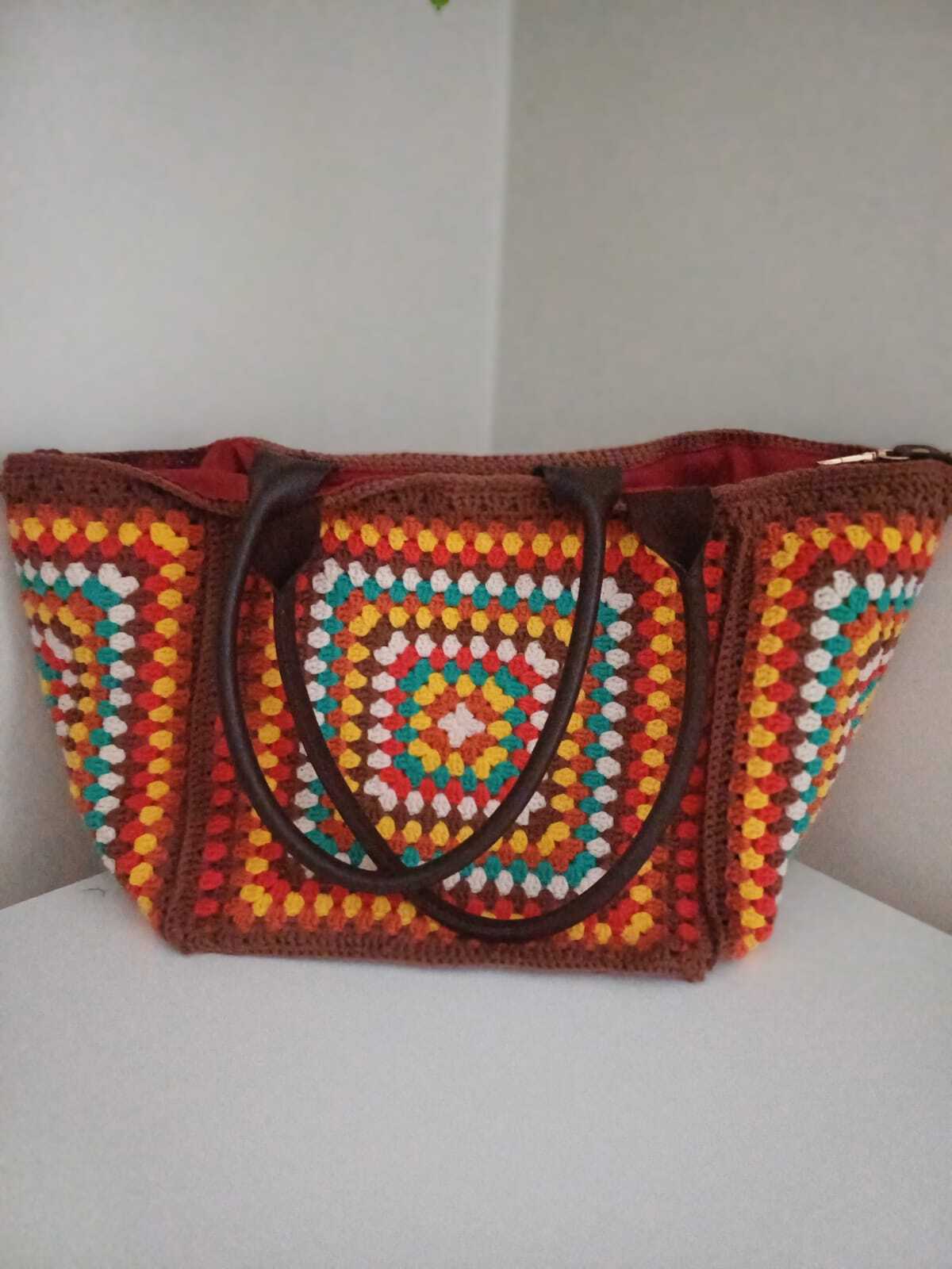 El Yapımı Tığ İşi Hafta Sonu Büyük Seyahat Çantası