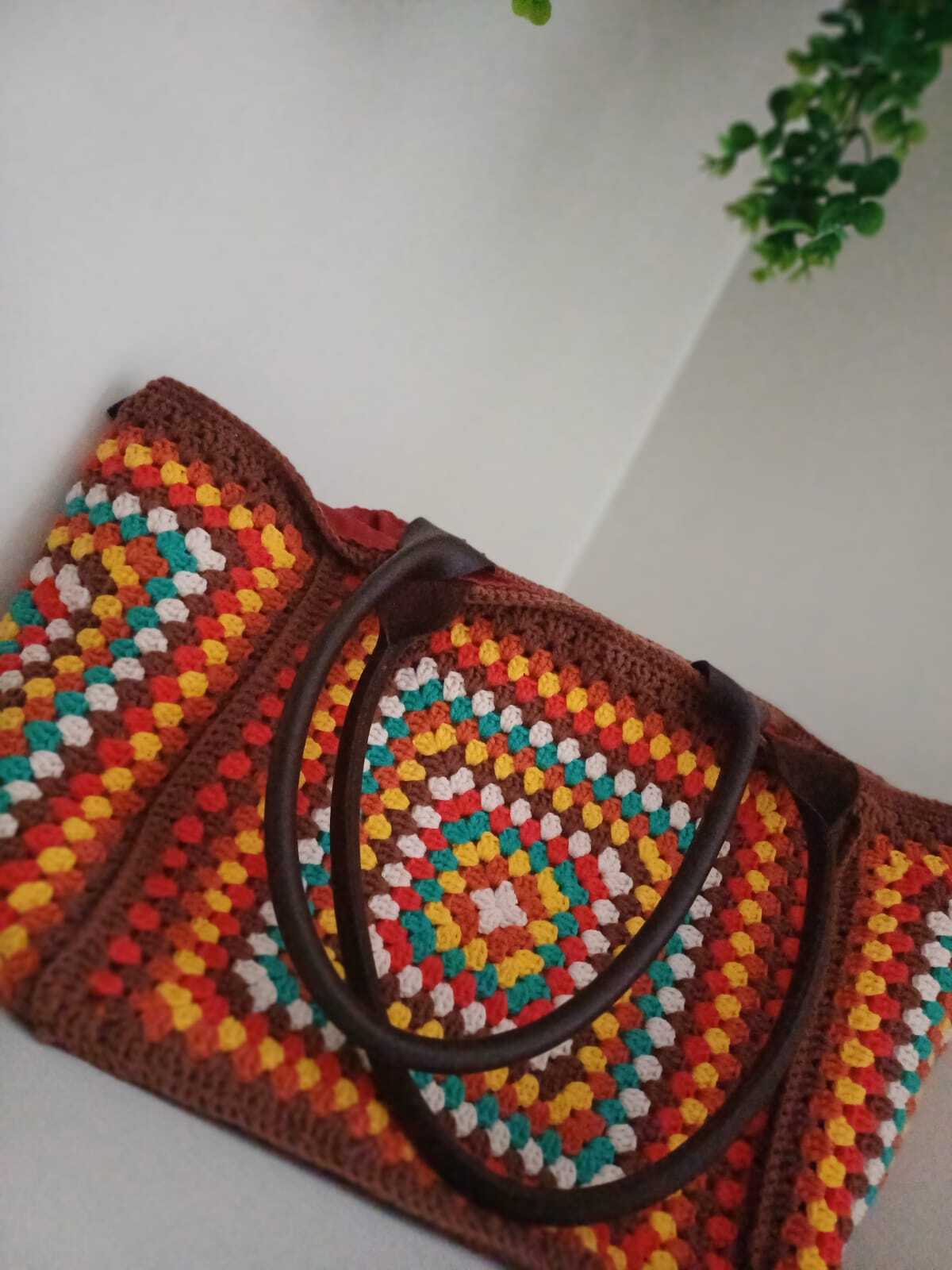 El Yapımı Tığ İşi Hafta Sonu Büyük Seyahat Çantası